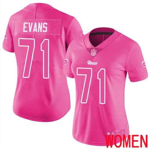 Los Angeles Rams Limited Pink Women Bobby Evans Jersey NFL Football 71 Rush Fashion